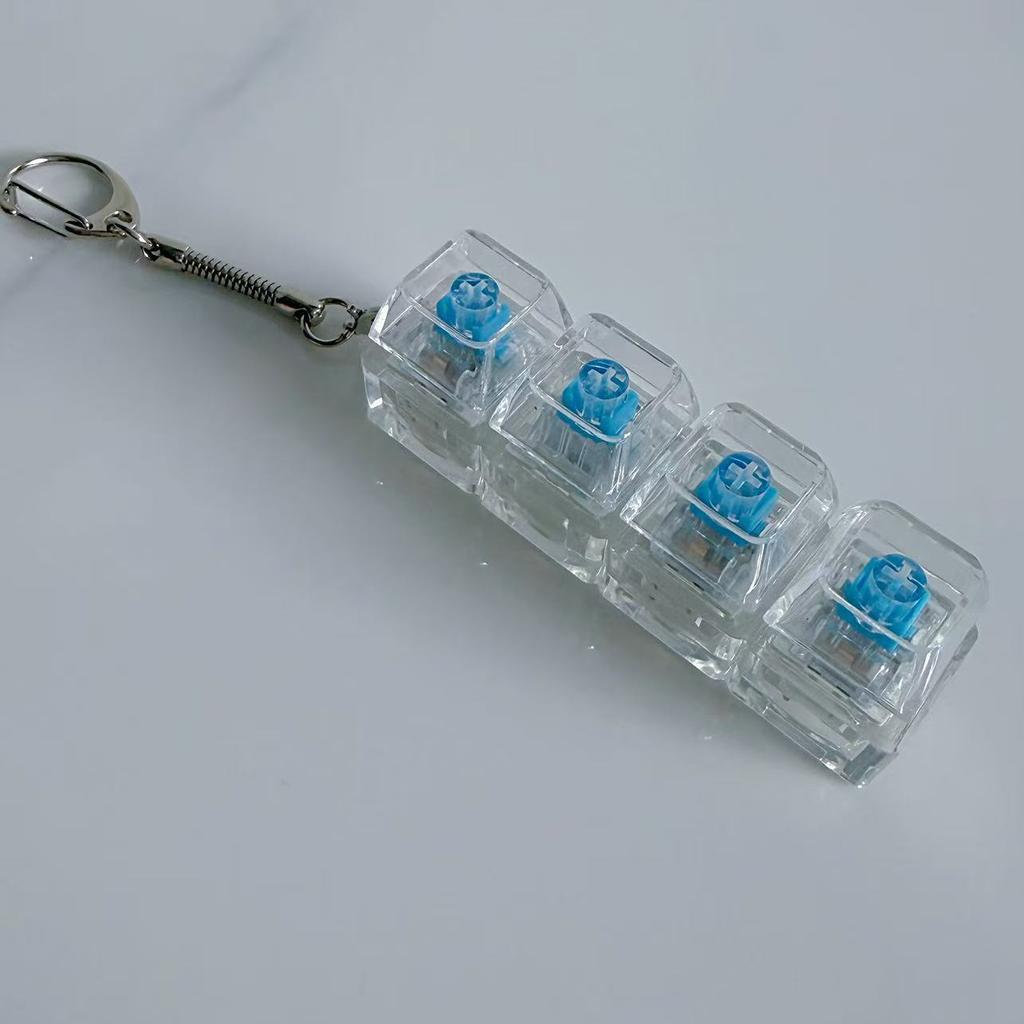 Creative Press Mechanical Keyboard With Lamp Decompression Artifact Personalized Keychain Vent Toy Transparent Schoolbag Buckle