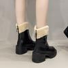 Damen Leichte Bequeme Kalte Warme Gefütterte Schneestiefel Rutschfest Strapazierfähig Outdoor Freizeit Sport Leder Wasserdicht Baumwollstiefel
