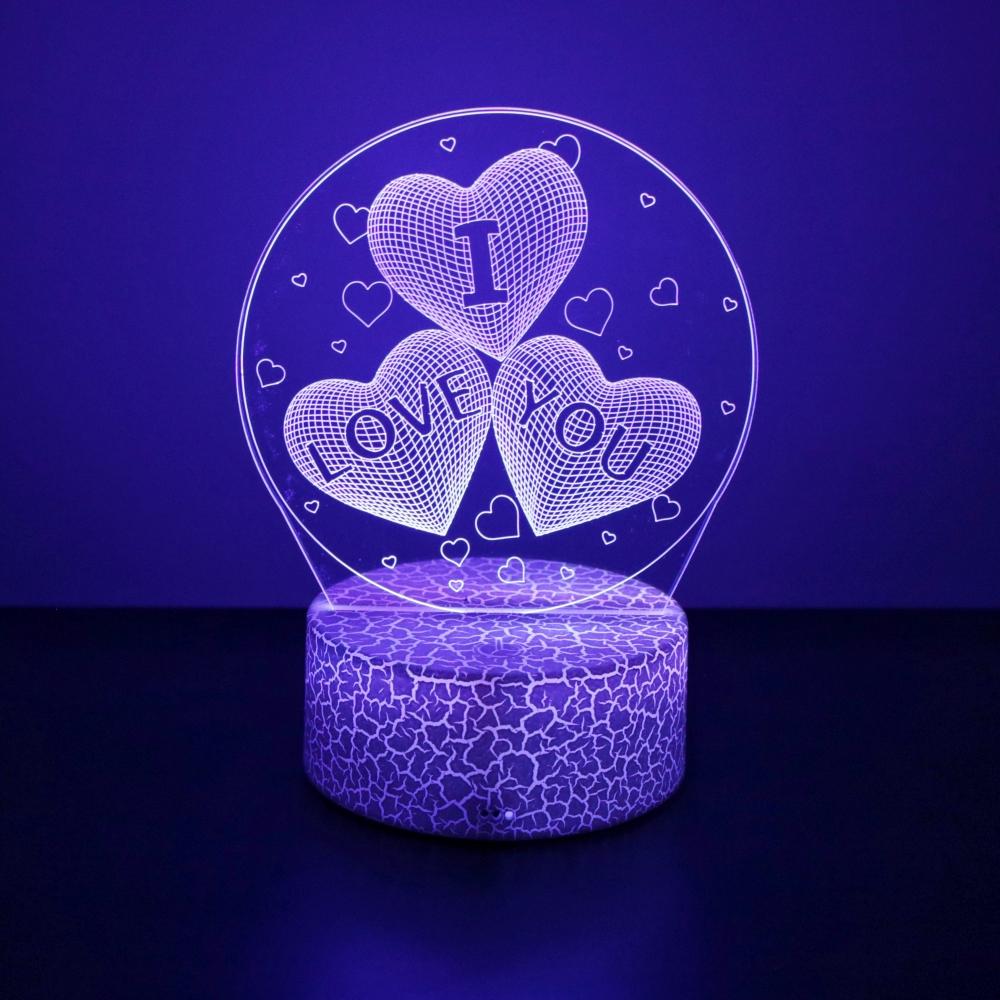 3D Lamp Illusion I Love You LED Night Light RGB Color Changing Touch Child Nightlight Room Bedroom Decor Valentine's Day Gifts