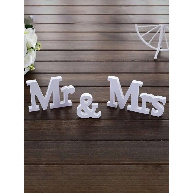 

3pcs/Set Mr. & Mrs. Letter Decoration - Perfect Wedding Photography Prop! Wedding Party Decoration Props Bridal Photoshoot Ornaments one-size білий