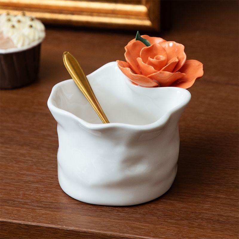 1PC Handmade Flower Cup Rose Ceramic Coffee Cup Mug Mug Souvenir Tea Cup Afternoon Tea Party Home Tableware Decoration