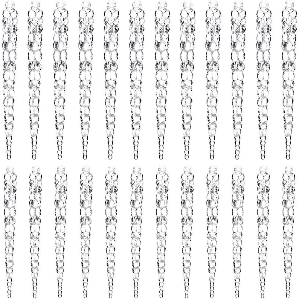 12/24pcs  5.1"/ 13cm Christmas Tree Hanging Acrylic Crystal Icicle Ornaments for Christmas Ornaments Clear Plastic Icicles