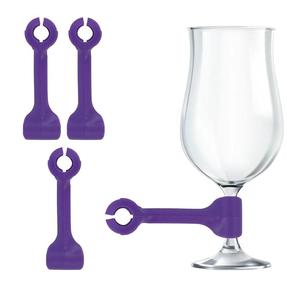 4 Pieces Hanging Kitchenware Flushing Fixing Clip Anti-Slip Wine Glass Clip  Under Cabinet