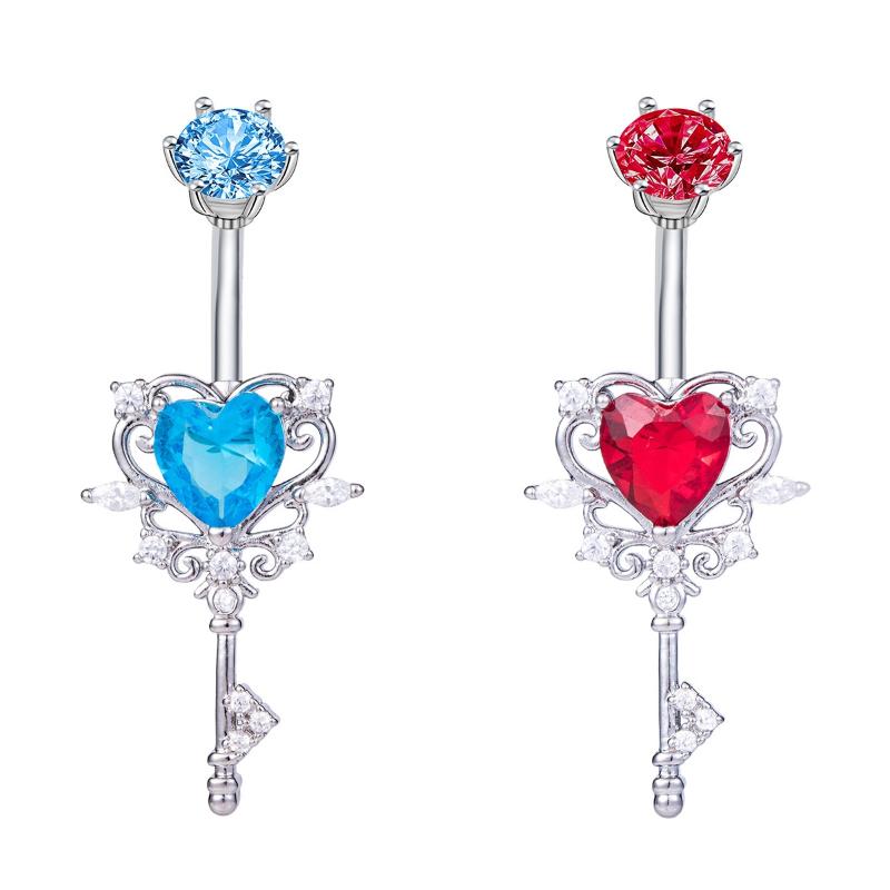 Módní třpytivý zirkonový prsten do pupíku ve tvaru srdce pro ženy, sexy tělový šperk, piercing do pupíku, doplňky na plážovou párty, dárek