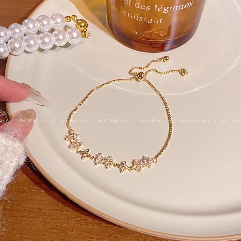Micro zircon butterfly bracelet women s exquisite adjustable bracelet design sense Internet celebrity same hand