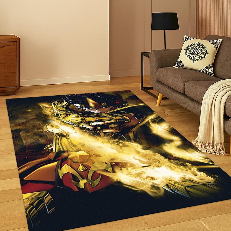 Cartoon Saint Seiya Anime Carpet Rug for Bedroom Living Room Sofa Playroom Doormat Home Decor,Kid Game Area Rug Non-slip gift