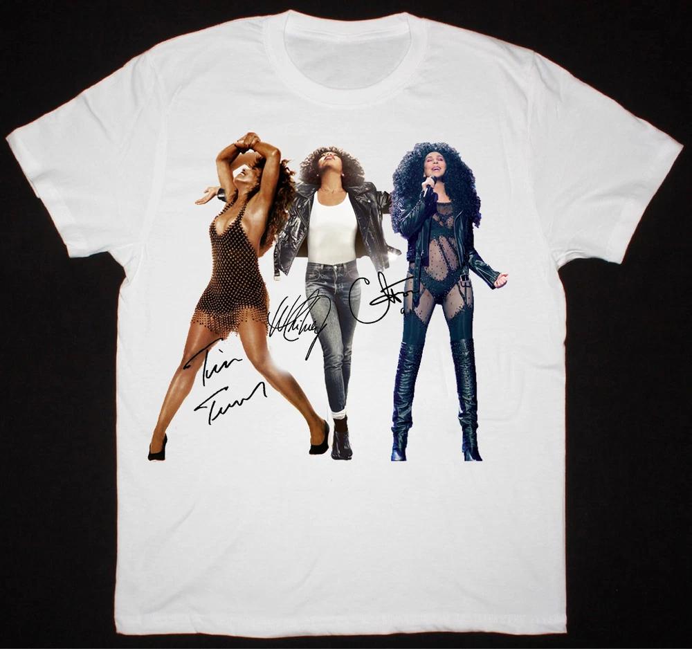 Signature Diva Whitney Houston Tina Turner Cher Shirt White Unisex S-345XL S