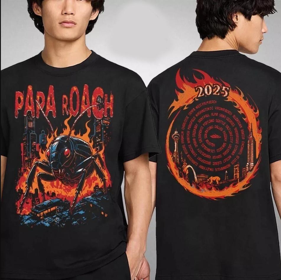 

Papa Roach The Roachzilla 2025 North American Tour T-shirt, size S-4XL L