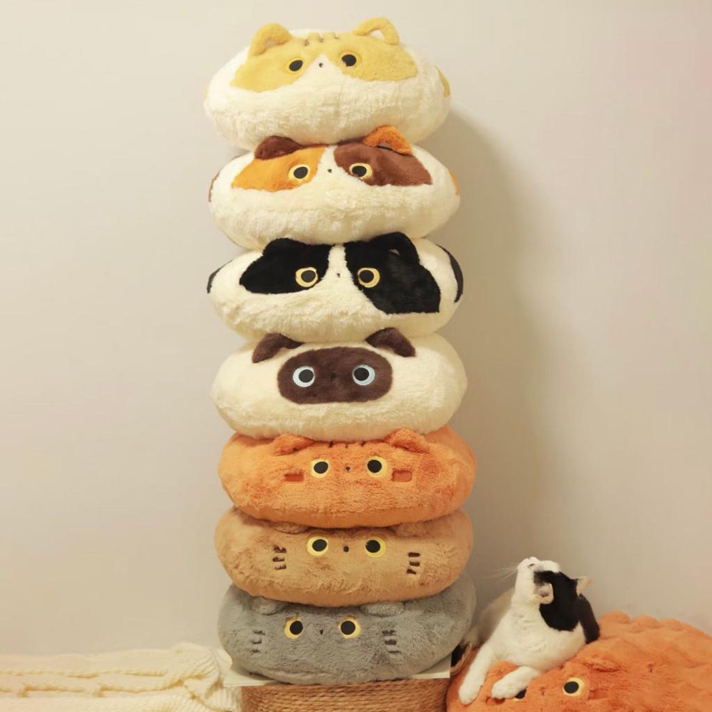 Cartoon Cat Thick Plush Cushion Kawaii Kitty Plushie Throw Pillow Soft Seat Cushion Home Decoration for Friends Birthday Gift