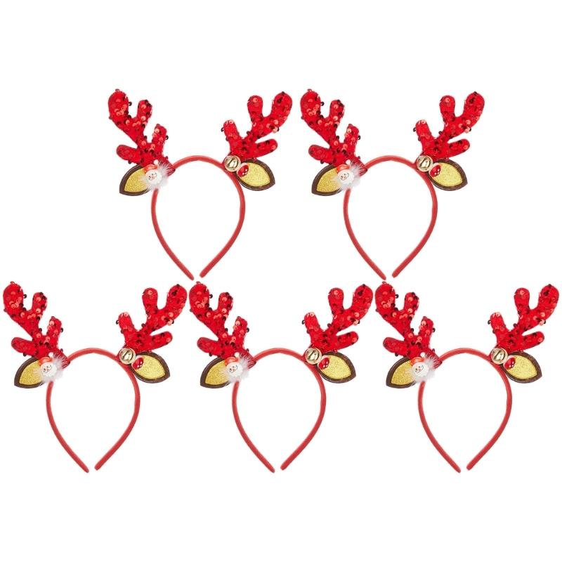

5pcs Headbands with Flashing Lights Glowing Hair Hoop for Christmas Celebration Light Up Festives Headpiece Jewelry