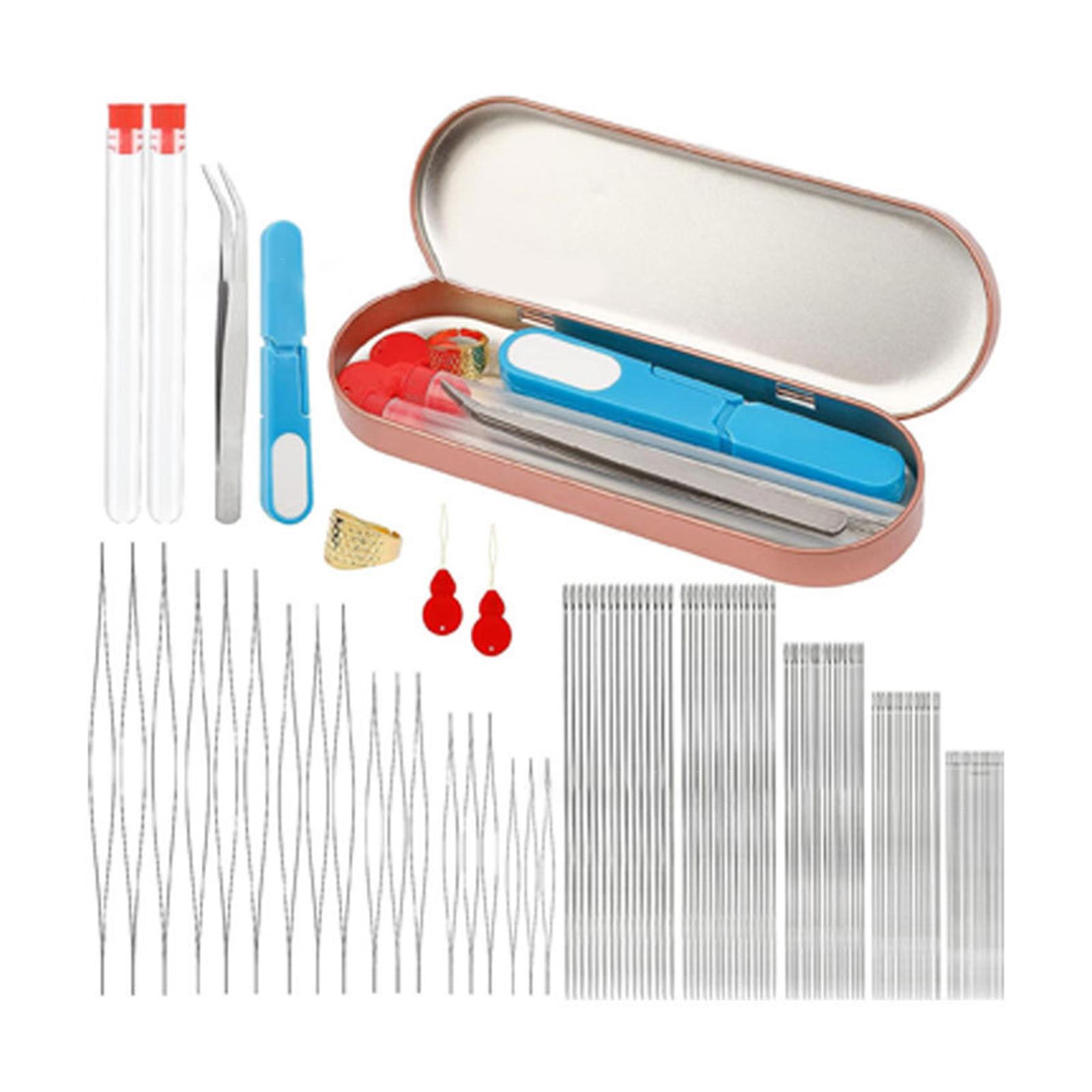 

Long Straight Beading Needle Big Eye Beading Needle with Thimble Needle Threader for Bracelet Necklace Jewelry Making 1