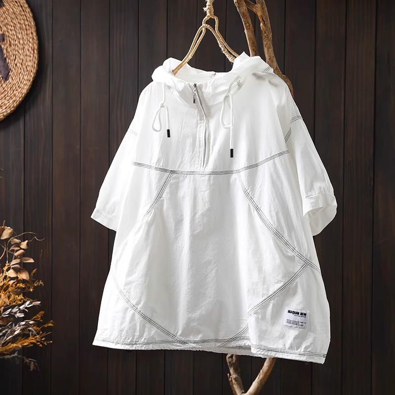 

DIMANAF 2025 Летняя футболка женская с коротким рукавом и длинными пуговицами свободные топы футболки