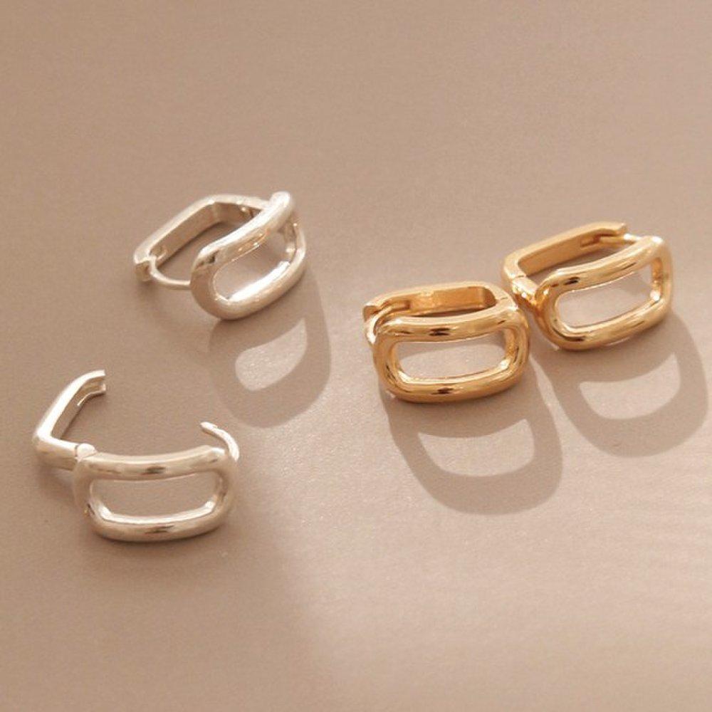 J.Lauren Open Square Silver One-Touch Ring Earrings M03826