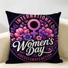 International Women's Day Cushion Cover Durable Hypoallergenic Organic Linen Pillow Cover Short Size Washable Skin-Friendly