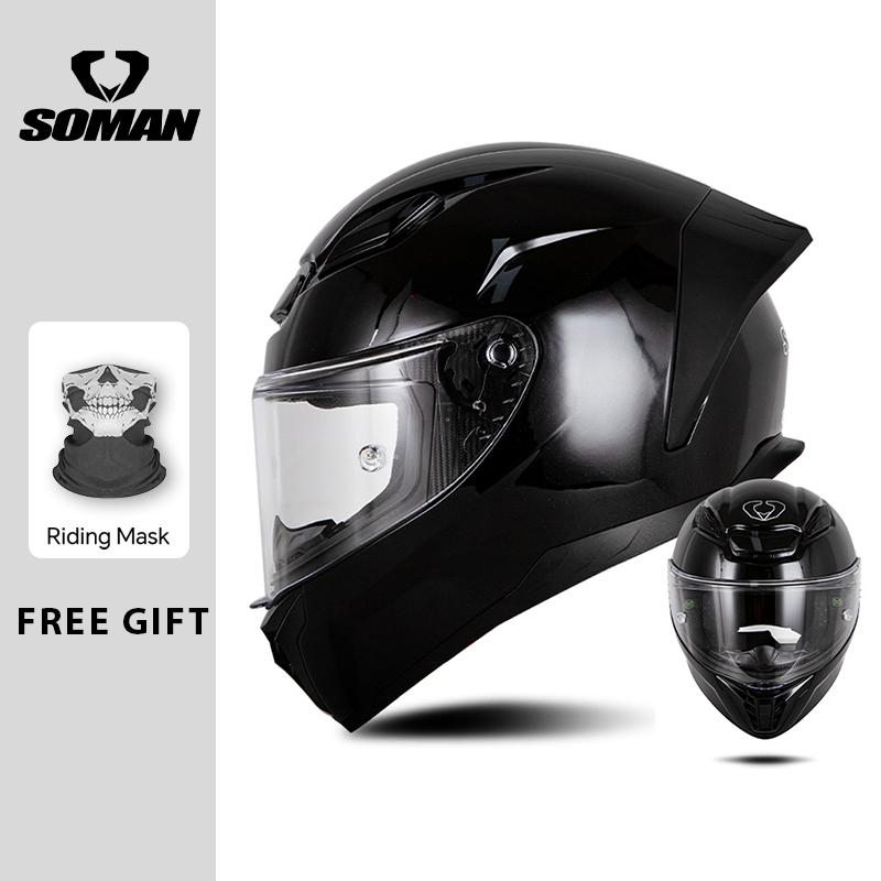 Men Women Full Face Helmet Cascos Para Motos DOT Approved SOMAN Motorcycle Helmets Retro Vintage Full Face Helm