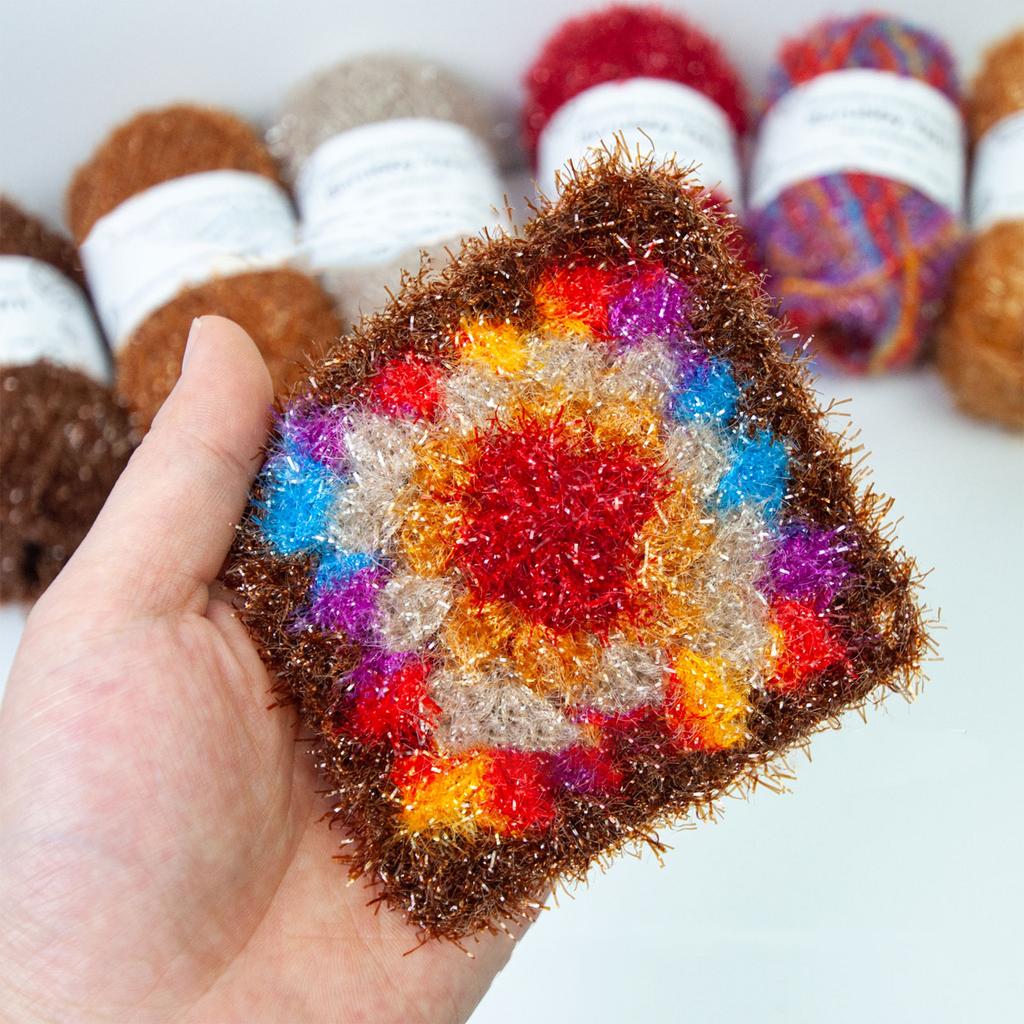 Colored Scrubby Yarn for Dishcloths Washcloths Crocheting Sparkling Polyester Yarn 1.76oz196 Yards Each for Knitting