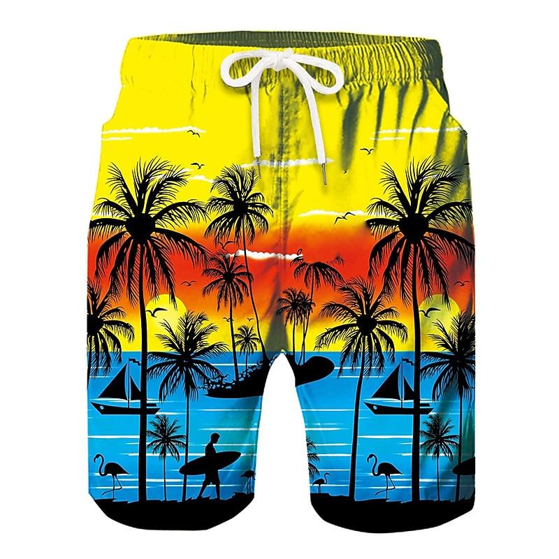 Men's Coconut Tree Graphic Prints Swim Trunks Swim Shorts Board