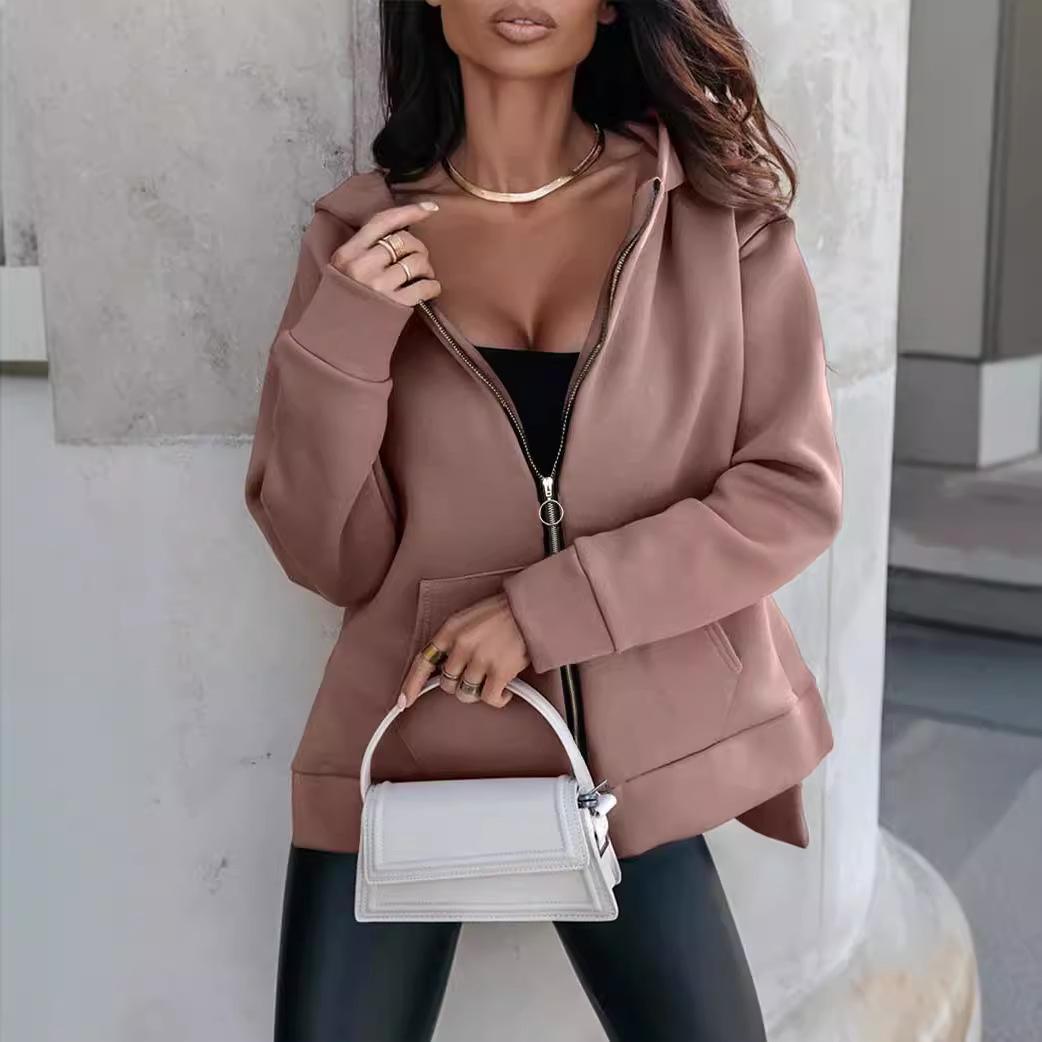 осенне-зимний повседневный кардиган оверсайз женский худи с капюшоном на нерегулярной молнии y2k толстовка харадзюку однотонный гот женские худи S