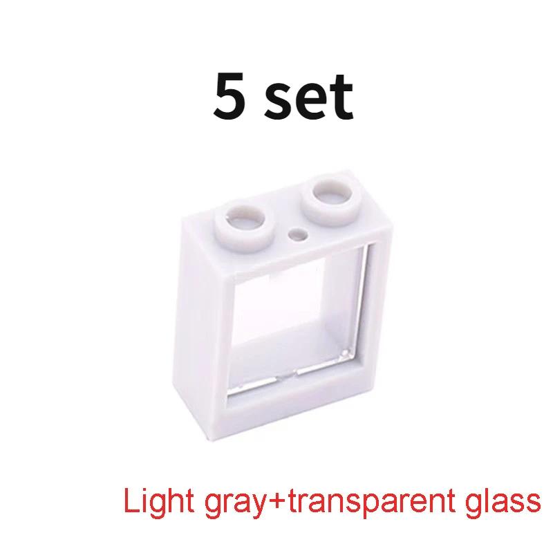 Non-Toxic 5 Sets Small Building Block Stained Glass Windows 1X2X2 Building Block Accessories Compatible With Lego Part 60592+60601