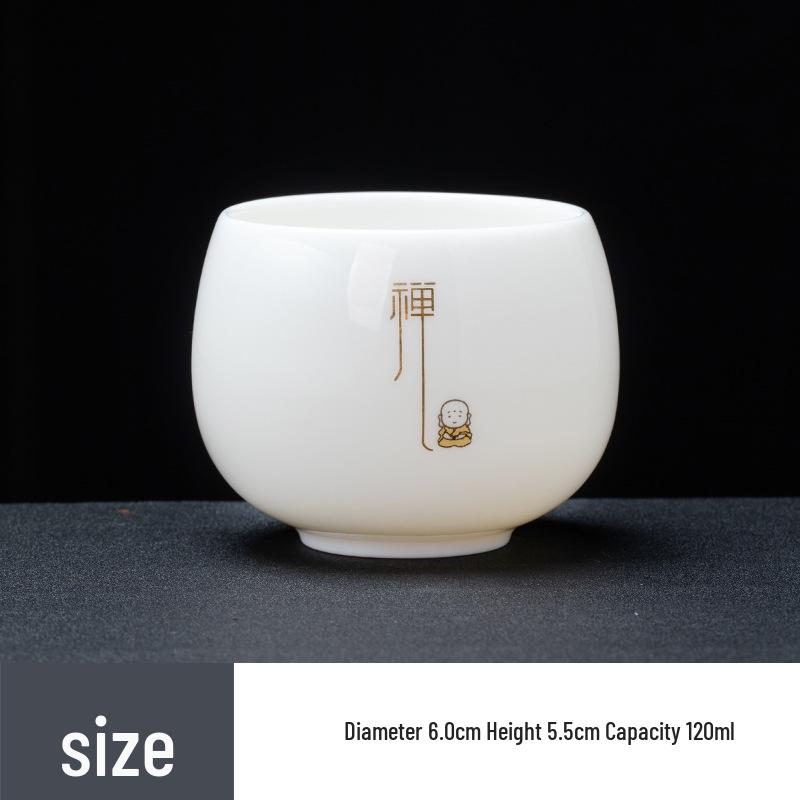 Mutton Fat White Porcelain Tea Tasting Cups, Set of 6 - Individual Ceramic Teacups with Gift Box