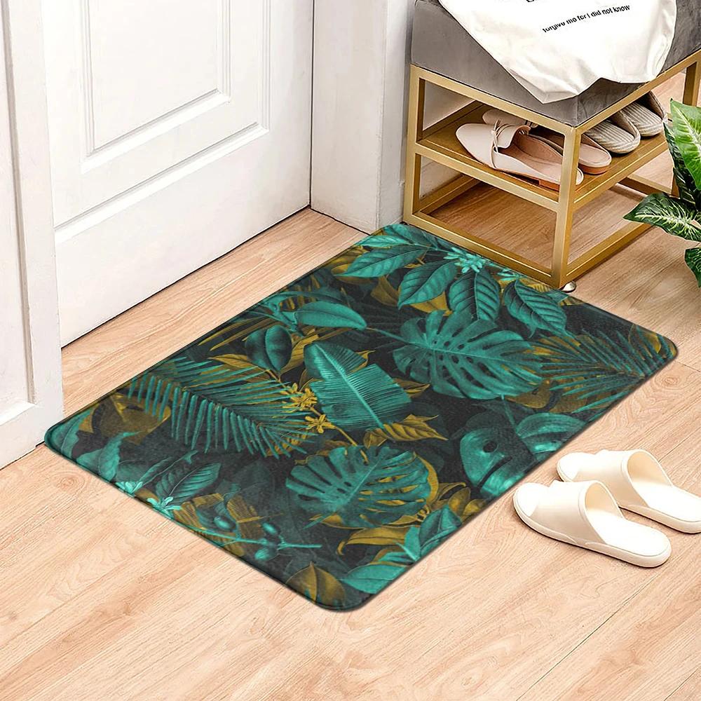 Beautiful Flowers Entrance Door Floor Mat Door Mat Non-Slip Foot Pad Home Welcome Carpet for Hallway Bath Kitchen Doormat