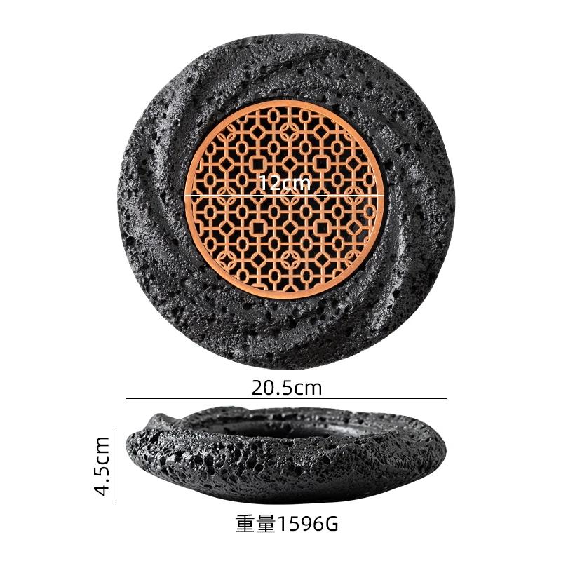 Meteorite Textured Cement Dining Plate Barbecue Plate Dry Ice Plate Sashimi Plates Sushi Dish Dessert Dish Specialty Tableware