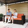 3-Seater Weather Resistant Outdoor Garden Rattan Sofa Orange