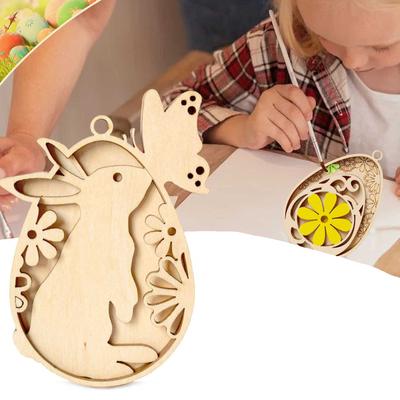 Häschen Eierform Ausschnitte Unbehandelte Holzscheiben zum Bemalen für Erwachsene Kinder Hängeornament Heimdekoration