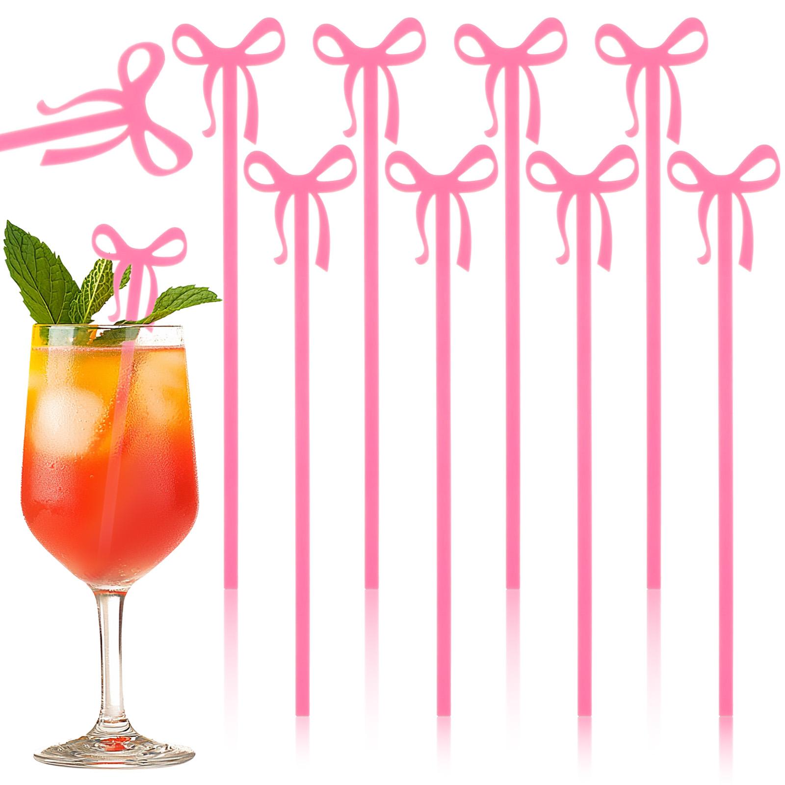 

30 Pack Coquette Bow Acrylic Drink Stirrers Cocktail Stick Swizzle Sticks For Bachelorette Party, Coquette Birthday Party, Girly рожевий