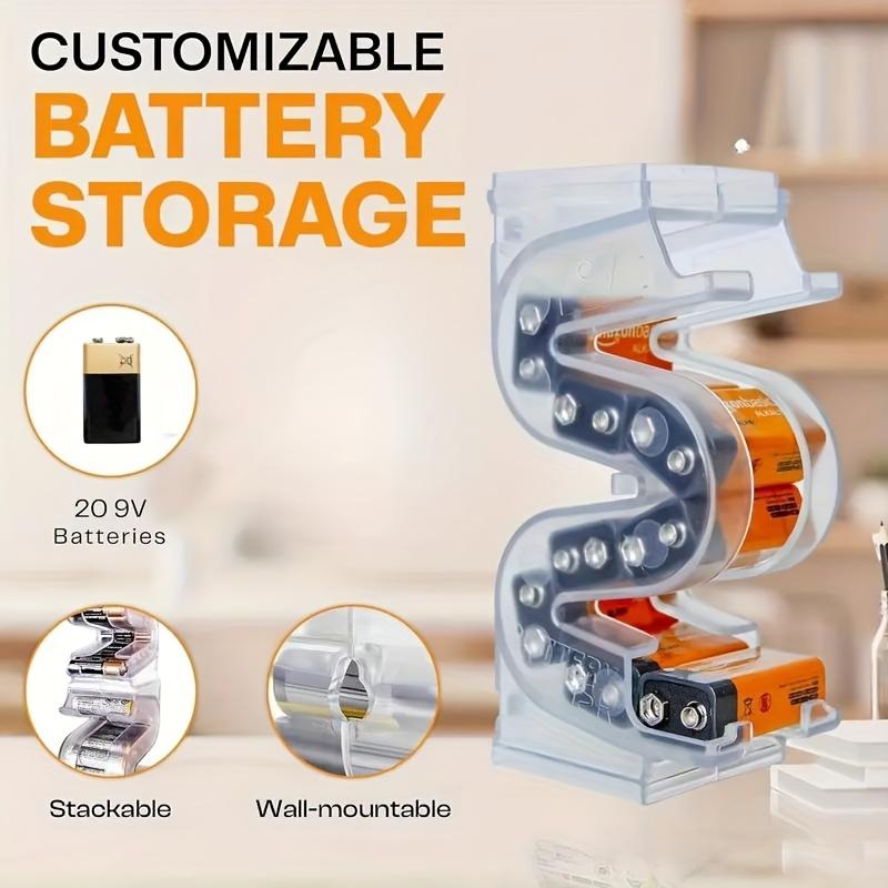 

Прозрачный пластиковый органайзер для батареек - Многосекционная подвесная стойка для хранения батареек, Прозрачный дизайн для легкой видимости, Держатель для батареек 1pcs