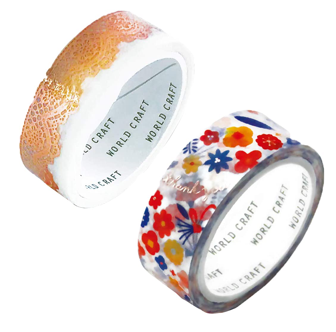 World Craft Glitter Masking 15mm x Bouquet x Lace Tape, 2-Pattern Set, 50m, AZKR-03