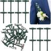 20 Pcs T-Shaped Boutonniere P for Men, Plastic Boutonniere Kit, Tiny Boutonniere Supplies, P for Boutonniere, Flowers, Wedding, Birthday, Festivals