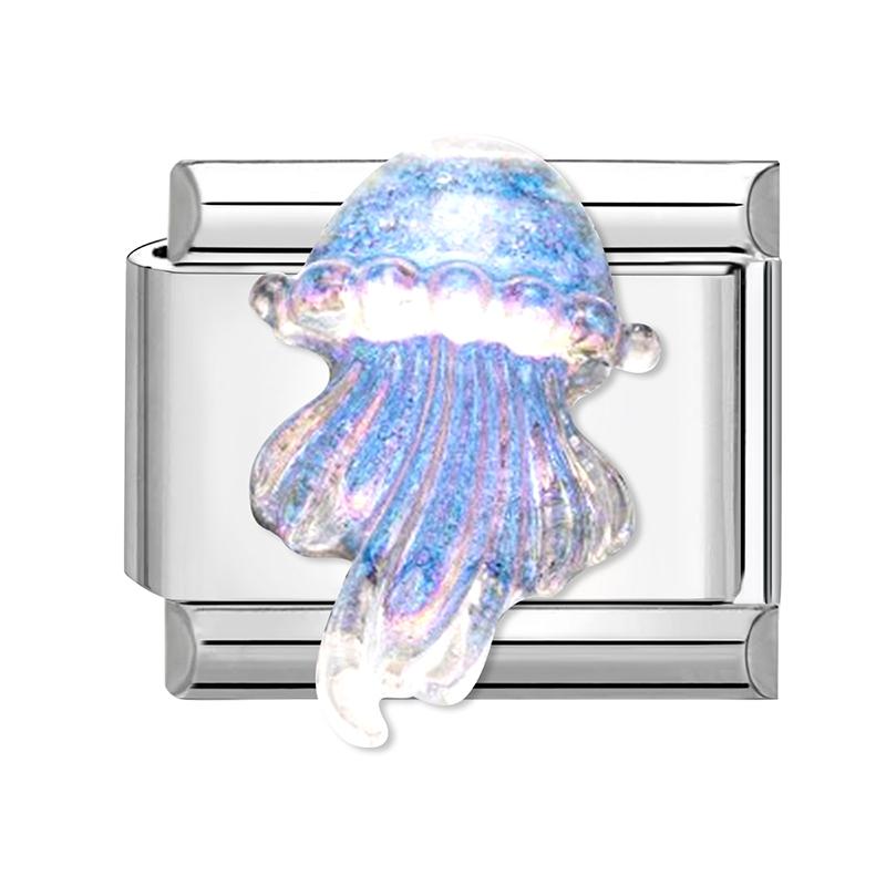 Fashion Starfish Sea Shell Whale Jellyfish Blue Italian Charm Links Fit 9mm Stainless Steel Bracelet Women Jewelry DIY Making