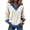 1116 Abbigliamento da donna europeo e americano ins colletto di jeans maniche lunghe, maglione a blocchi di colore splicing pullover