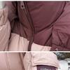 Winter Women Color Block Patchwork Hooded Cotton Jacket Short Korean Style Coat