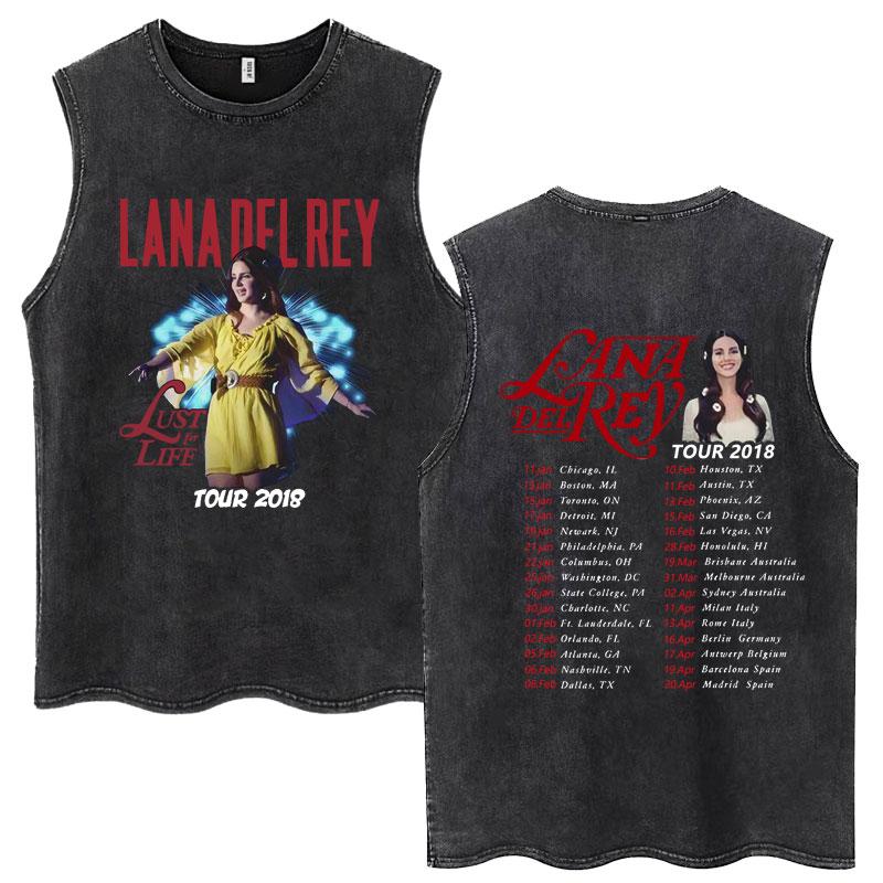 Lana Del Rey Graphic Print Wash Tank Tops Vintage Style Men Women T-shirt Hip Hop Cotton Oversized Sleeveless T Shirt