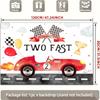 2D Two Fast Birthday Backdrop, Vintage Race Car and Checkered Flag Photography Background