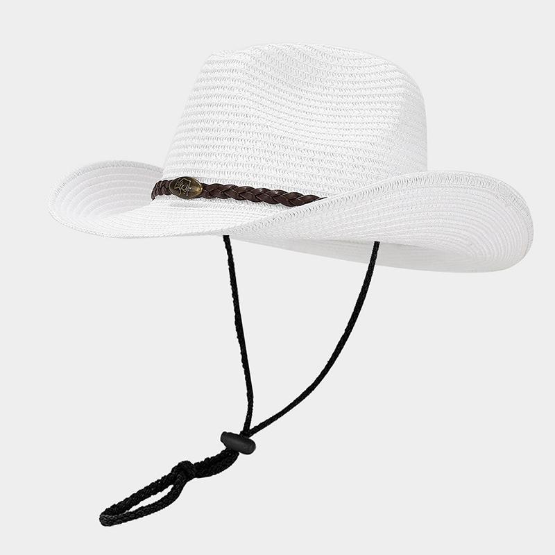 Summer Trendy Wide Brim Sun Hat Outdoor Western Cowboy Sun Shade Fisherman Cap Adjustable Breathable Unisex Men Women Hats
