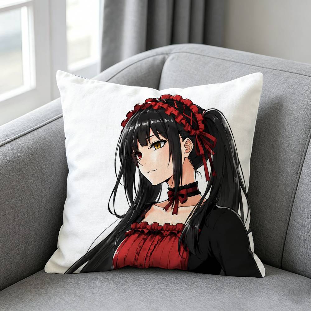 Date A Live Tokisaki Kurumii Pillow Cover Soft Microfiber Pillowcase Home Sofa Decor Surprise Decorative Printed