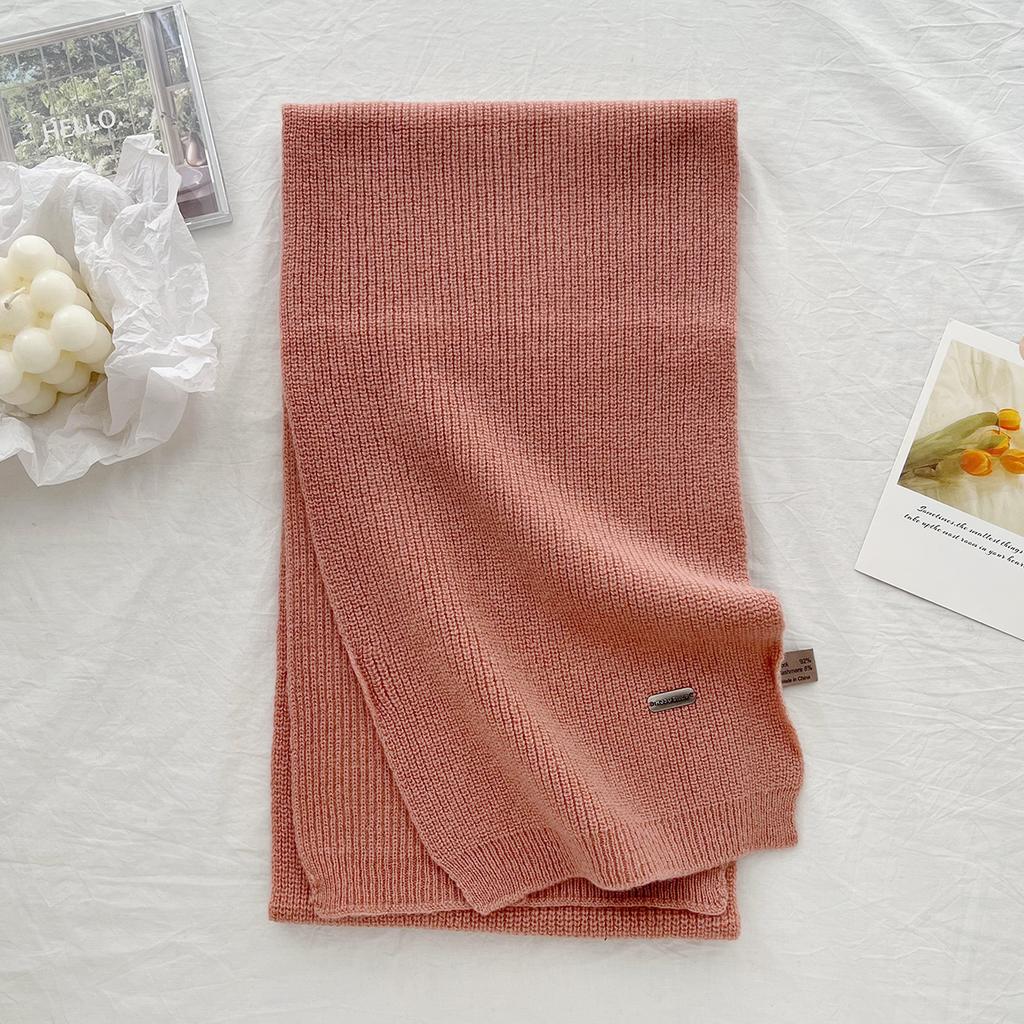 New 100% Wool Scarf Winter  Solid Color Warm and Cold proof Women's Scarf Fashion Versatile Knitted Scarf