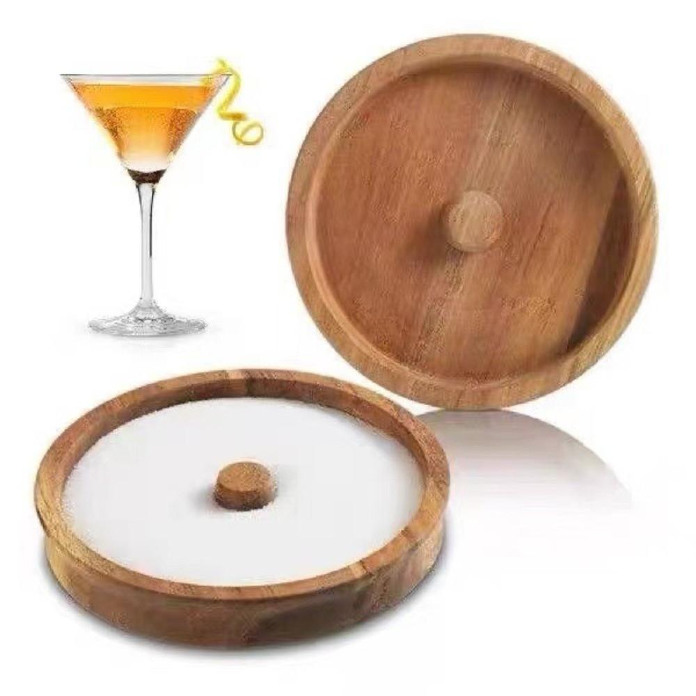 Wooden Seasoning Dish Portable Cup Salt Rimmer Juice Garnish Tool Sugar Edge Box  Bartender Tool