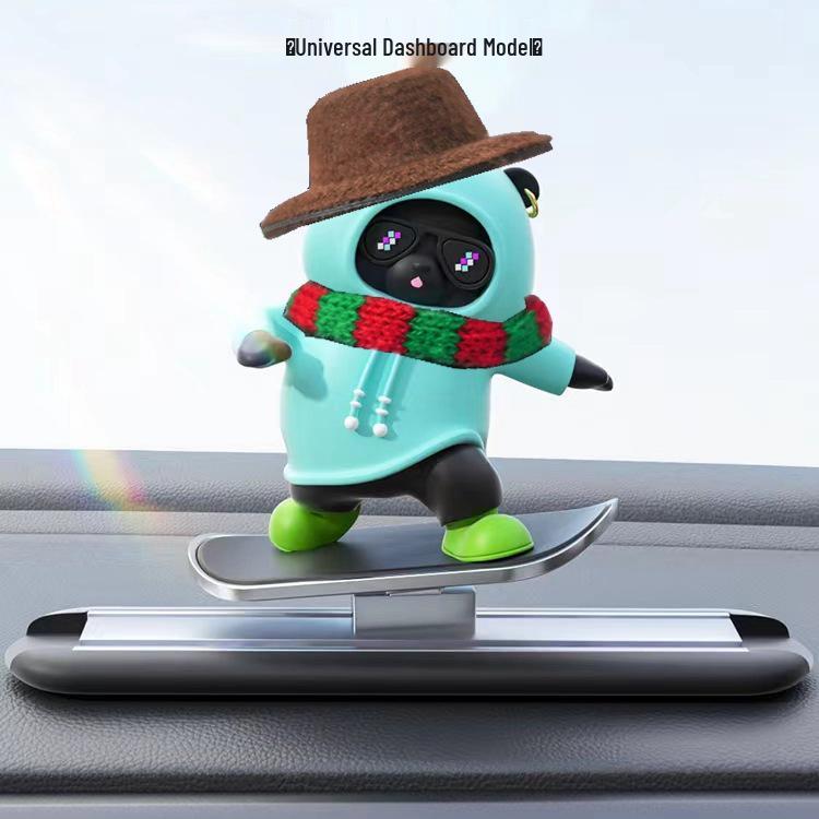 Cross-Border Skateboard Bear Ornament: Creative Floating Bear for Car Interiors