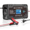 FOXSUR 12V 24V 8A Automatic Battery Charger Digital Display Pulse Repair LCD Display Smart Car Charger GEL Lead-Acid WET Battery