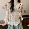 DIMANAF 2025 New Summer Women Bat T-Shirt Basic Lace Fashion Tops Lace Tees Casual Loose Tees
