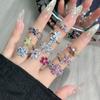 Colorful Zircon Flowers Exquisite Binning Flowers Small Building Sweet Opening Ring Women's Hot Sale High-end Light Luxury Versatile Ring