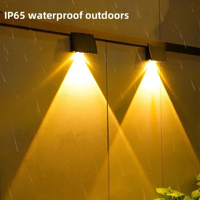 2 LED Solar Garden Lighting Outdoor Super Bright Villa Balcony Waterproof Solar Powered Lamp Courtyard Stairs Fence Wall Light