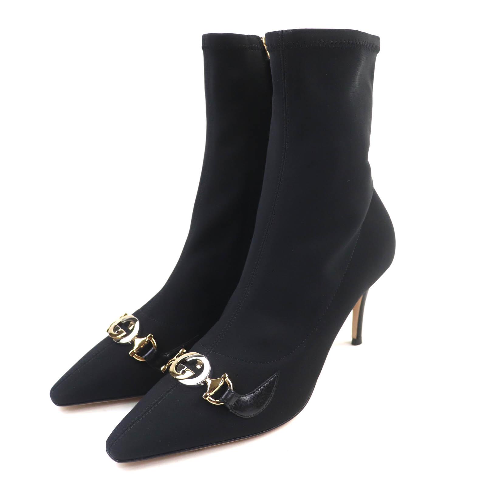 

GUCCI Ankle boots Zumi Interlocking G Mid Heel Fabric black fabric Women 36.5 Used
