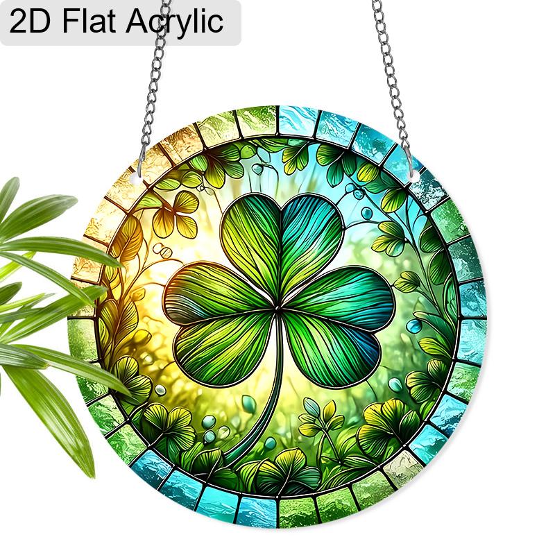 

Acrylic Four-Leaf Clover Suncatcher Stained Glass Effect Window Hanging Ornament St. Patrick s Day Gifts 20cm/7.87Inch
