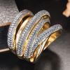 Huitan Stylish Rings with Multi-layer Cross Design Charming Modern Accessories for Women Versatile Chic Bright Jewelry for Party
