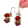 2024 Joyful Lucky Bag Red Bead Earrings: Chinese Style Autumn & Winter Fashion